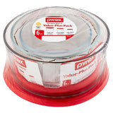❤️ NEW 6-pc Pyrex Simply Store GLASS STORAGE BOWLS 7, 4, 2 Cup RED Plastic Covers