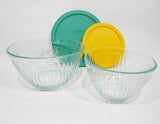 ❤️ NEW 4-pc PYREX SCULPTURED Glass Springtime STORAGE BOWL Set 6 & 3 Cup Mixing Baking