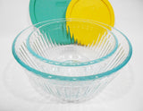 ❤️ NEW 4-pc PYREX SCULPTURED Glass Springtime STORAGE BOWL Set 6 & 3 Cup Mixing Baking