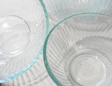❤️ NEW 8-pc PYREX Clear SCULPTURED Glass Mixing Bowl Set 4.5 Qt.10, 6, 3 Cup BLUE Lids