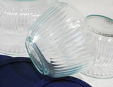 ❤️ NEW 8-pc PYREX Clear SCULPTURED Glass Mixing Bowl Set 4.5 Qt.10, 6, 3 Cup BLUE Lids