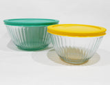 ❤️ NEW 4-pc PYREX SCULPTURED Glass Springtime STORAGE BOWL Set 6 & 3 Cup Mixing Baking