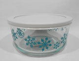 ❤️ New PYREX 4 Cup SNOWFLAKE Storage Dish Winter Holiday Choose: WHITE or BLUE