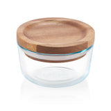 1 PYREX 1 CUP Glass Food Storage Container w/ WOODEN LID & SEAL Dry Goods, Crafts