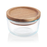 1 PYREX 2 CUP Glass Food Storage Container w/ WOODEN LID & SEAL Dry Goods, Crafts