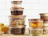 1 PYREX 2 CUP Glass Food Storage Container w/ WOODEN LID & SEAL Dry Goods, Crafts