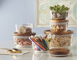 1 PYREX 1 CUP Glass Food Storage Container w/ WOODEN LID & SEAL Dry Goods, Crafts
