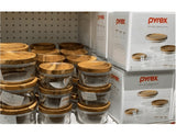 1 PYREX 2 CUP Glass Food Storage Container w/ WOODEN LID & SEAL Dry Goods, Crafts