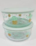 ❤️  2 Pyrex STAR WARS BABY YODA 4 Cup Storage Bowls MADALORIAN The Child Yumm & Snack