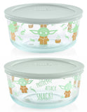 ❤️  2 Pyrex STAR WARS BABY YODA 4 Cup Storage Bowls MADALORIAN The Child Yumm & Snack
