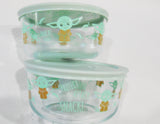 ❤️  2 Pyrex STAR WARS BABY YODA 4 Cup Storage Bowls MADALORIAN The Child Yumm & Snack
