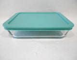 ❤️ PYREX 3 Cup DUSTY JADE GREEN Rectangle Glass STORAGE DISH & Plastic COVER 7210
