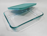 ❤️ PYREX 3 Cup DUSTY JADE GREEN Rectangle Glass STORAGE DISH & Plastic COVER 7210