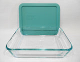 ❤️ PYREX 3 Cup DUSTY JADE GREEN Rectangle Glass STORAGE DISH & Plastic COVER 7210