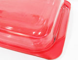 PYREX 4.5 Qt Rectangular Storage POPPY RED PLASTIC COVER 234-PC Tab Handle 15x10
