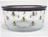 PYREX 4 Cup BEE HAPPY Storage Bowl *Choose: YELLOW or BLACK Hearts Honeybees Hive