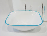1 Corelle Square RAIN DROPS 22-oz Soup Cereal BOWL Turquoise Blue Aqua Rim