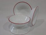 4 Corelle RED RIM 10-oz DESSERT BOWLS Fruit Sauce *Strokes Crimson Holly Febe
