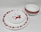 ❤️ 12-pc Corelle REINDEER Dinnerware Set BONUS 1-Qt Serving Bowl / Christmas Winter Holiday