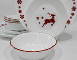 ❤️ 12-pc Corelle REINDEER Dinnerware Set BONUS 1-Qt Serving Bowl / Christmas Winter Holiday