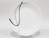 Corelle CITY RIBBON 8 1/2" LUNCH PLATE Grey Gray & Black Graceful Curved Ribands