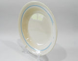 ❤️ Corelle ROMANCE 15-oz FLAT RIM SOUP BOWL Sandstone WHITE CALLA LILY Blue Band