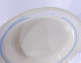 ❤️ Corelle ROMANCE 15-oz FLAT RIM SOUP BOWL Sandstone WHITE CALLA LILY Blue Band