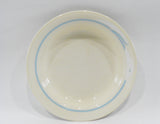 ❤️ Corelle ROMANCE 15-oz FLAT RIM SOUP BOWL Sandstone WHITE CALLA LILY Blue Band