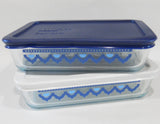 Pyrex SANTORINI SKY 3 Cup RECTANGULAR Storage Dish *BLUE or White Cover