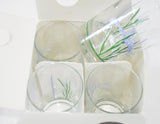 ❤️ 4 CORELLE SHADOW IRIS  7-oz JUICE GLASSES *Purple Floral 4" Weighted Bottoms