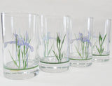 ❤️ 4 CORELLE SHADOW IRIS  7-oz JUICE GLASSES *Purple Floral 4" Weighted Bottoms