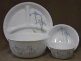 ❤️ Corelle SHADOW IRIS 8 1/2" Divided LUNCH PLATE Purple Floral Hand Decal