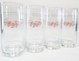 *NEW 4 Corelle SILK BLOSSOMS 14-oz GLASSES Iced Tea Cooler Tumblers *Pink Floral