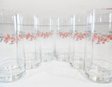 *NEW 6 Corelle SILK BLOSSOMS 14-oz GLASSES Iced Tea Cooler Tumblers *Pink Floral