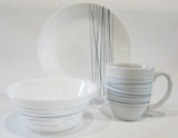 ❤️ 1 Corelle Signature SILVER STRANDS 21.5-oz SOUP Cereal BOWL *Crisscross Blue Gray Lines