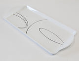Corelle SIMPLE LINES Melamine Plastic TIDBIT TRAY Serving 15x6 Sweeping Black Arcs