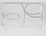 Corelle SIMPLE LINES Melamine Plastic RECTANGULAR TRAY Serving 19x11 Black Arcs
