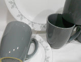 ❤️ 16-pc Corelle GRAY SNOWFLAKE Dinnerware Set *Holiday Winter BONUS: 4 Mugs