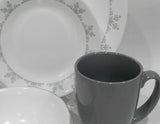 ❤️ 16-pc Corelle GRAY SNOWFLAKE Dinnerware Set *Holiday Winter BONUS: 4 Mugs