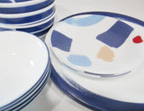 *NEW 16-pc Corelle VIVID SPLASH DINNERWARE SET Bold Blue Paint Brushstrokes