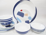 *NEW 16-pc Corelle VIVID SPLASH DINNERWARE SET Bold Blue Paint Brushstrokes