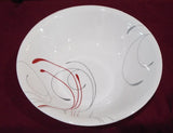 Corelle SPLENDOR 2-Qt ROUND 10.25" SERVING BOWL *Energetic RED GRAY Scrolls