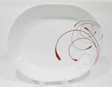 ❤️ NEW Corelle SPLENDOR 12.25" x 10" SERVING PLATTER *Energetic RED GRAY Scrolls