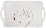 ❤️ Corelle SPLENDOR Melamine Plastic RECTANGULAR TRAY Serving 18.75 x 11.5 Red Scrolls