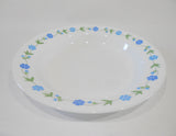 ❤️ Corelle SPRING BLUE 15-oz BOWL Flat Rimmed SOUP PLATE Trailing Floral Leaves