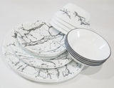 *NEW 20-pc Corelle STONE GREY DINNERWARE SET *Silver Gray Marble Asher Ribbons
