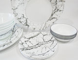 *NEW 20-pc Corelle STONE GREY DINNERWARE SET *Silver Gray Marble Asher Ribbons