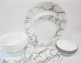 *NEW 20-pc Corelle STONE GREY DINNERWARE SET *Silver Gray Marble Asher Ribbons