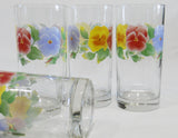 ❤️ New 4 CORELLE Pansy SUMMER BLUSH 16-oz TUMBLER GLASSES Yellow Red Purple Floral