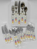 ❤️ NEW 20-pc Corelle SUMMER BLUSH Stainless FLATWARE Set Pansy Floral